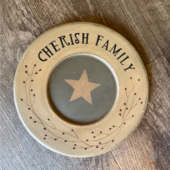 Primitive, americana, farmhouse Cherish Family Decorative wooden Plate - Picture 1 of 2